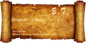 Bognár Timon névjegykártya